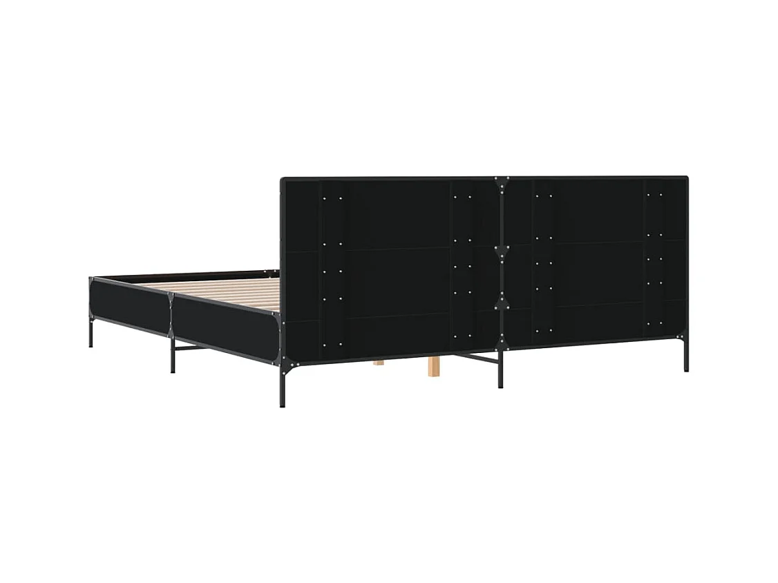 Estructura de cama madera de ingeniería y metal negro 200x200cm