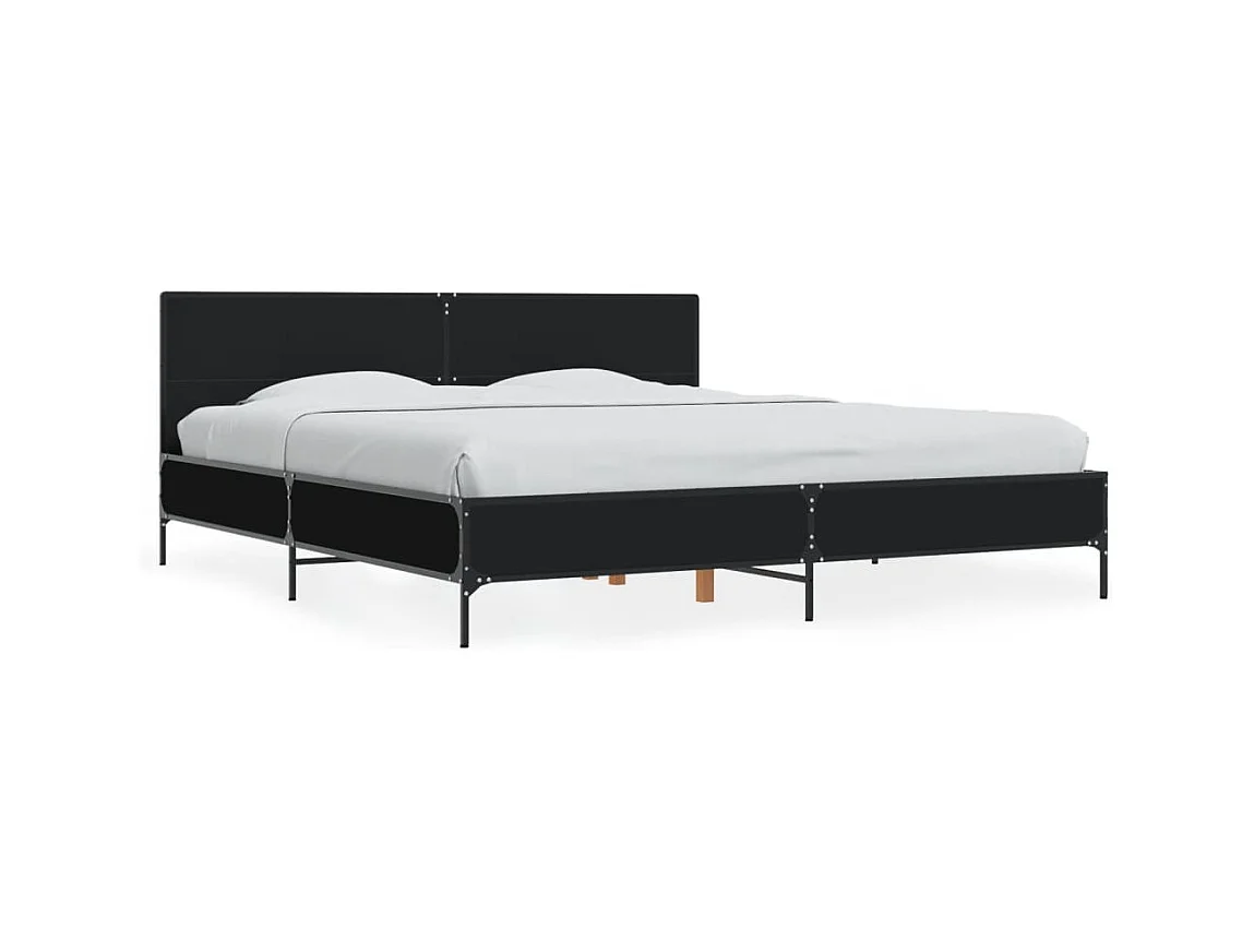 Estructura de cama madera de ingeniería y metal negro 200x200cm