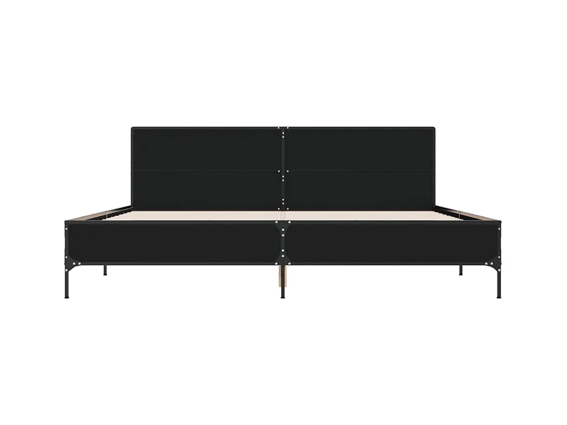 Estructura de cama madera de ingeniería y metal negro 200x200cm