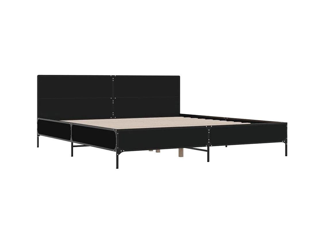 Estructura de cama madera de ingeniería y metal negro 200x200cm