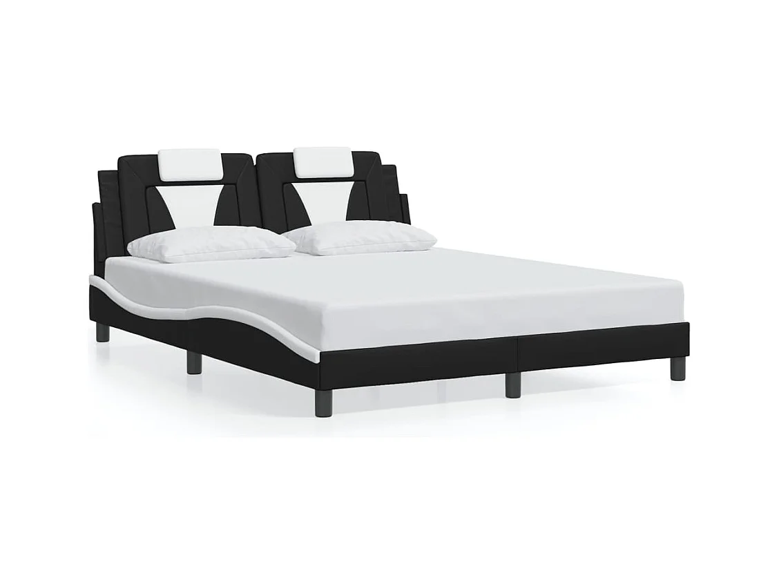 Bedframe "Viana" met LED zonder matras kunstleer zwart en wit 160x200 cm