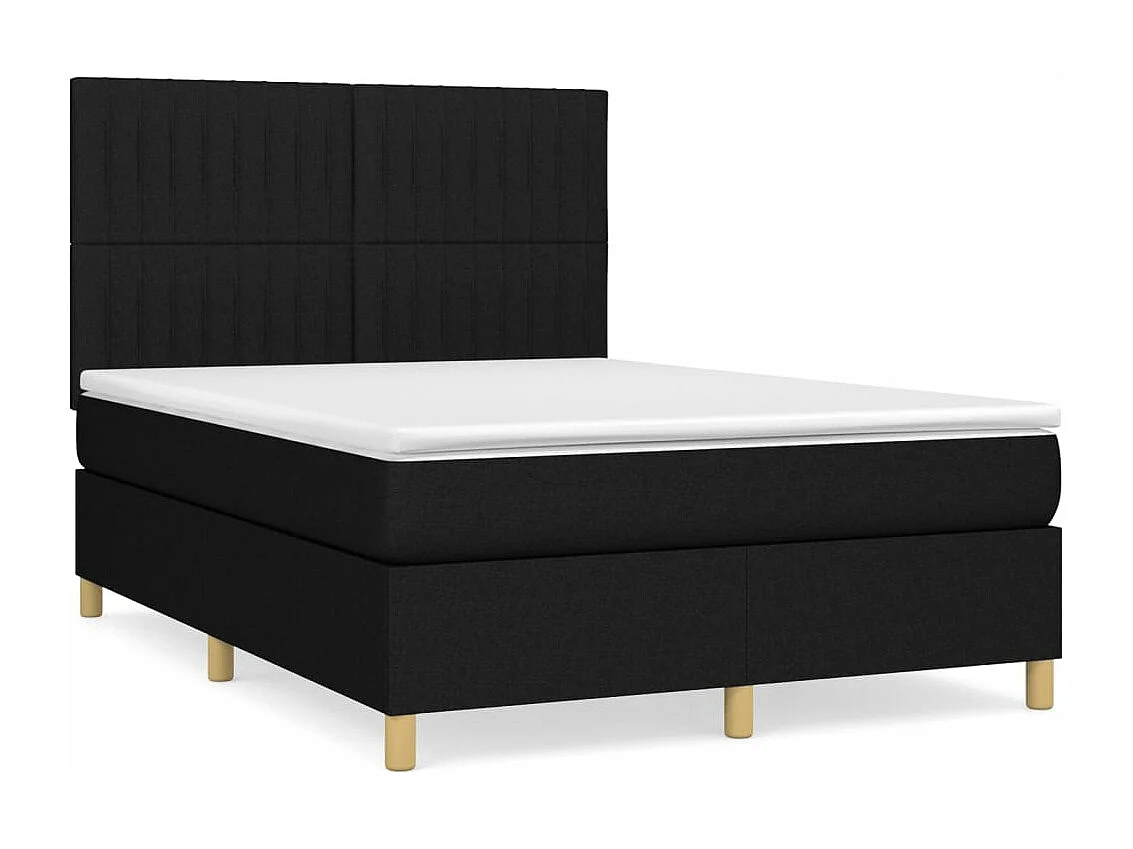 Lit à sommier tapissier avec matelas Noir 140x190 cm Tissu