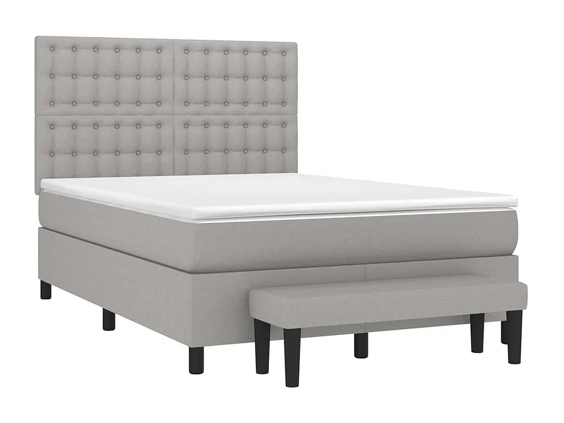 Lit à sommier tapissier avec matelas Gris clair 140x190cm Tissu