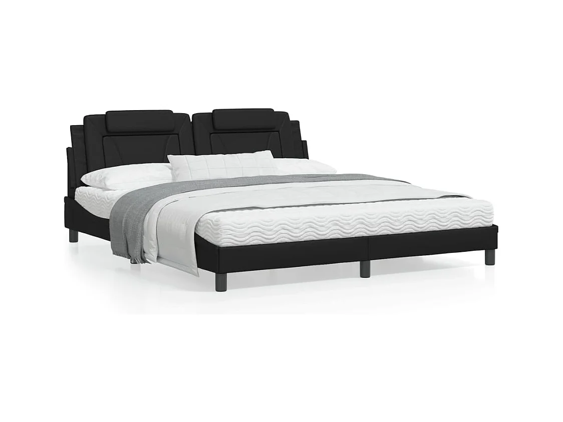 Estrutura de cama c/ cabeceira 180x200cm couro artificial preto