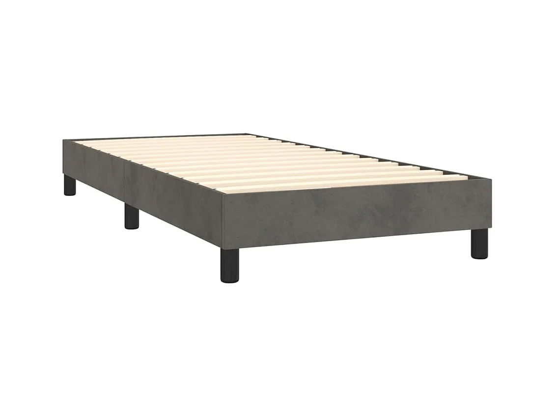 Lit à sommier tapissier et matelas Gris foncé 90x200 cm Velours