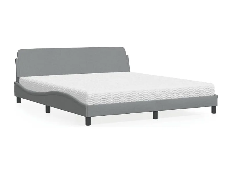 Lit avec matelas gris clair 180x200 cm tissu