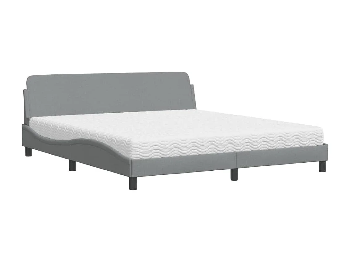 Lit avec matelas gris clair 180x200 cm tissu