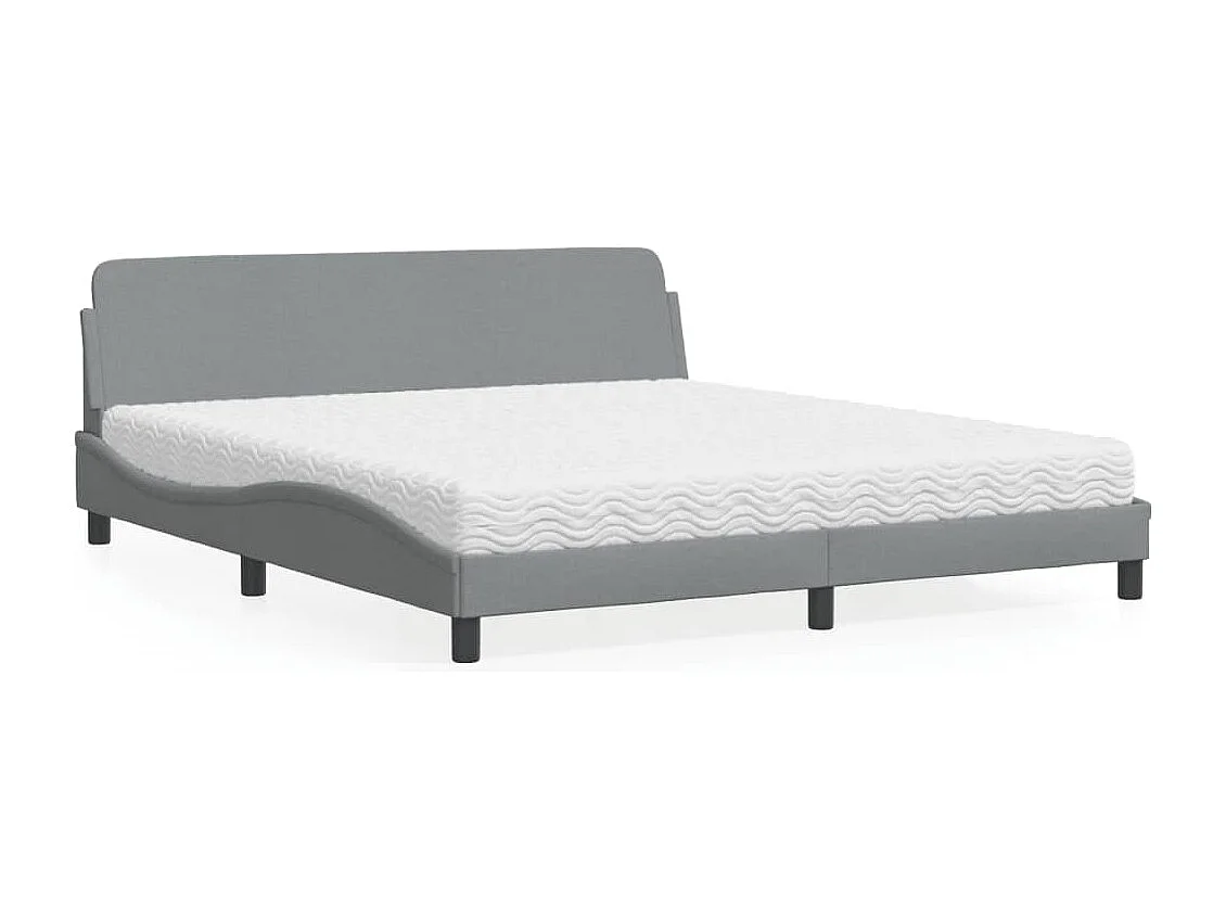 Lit avec matelas gris clair 180x200 cm tissu
