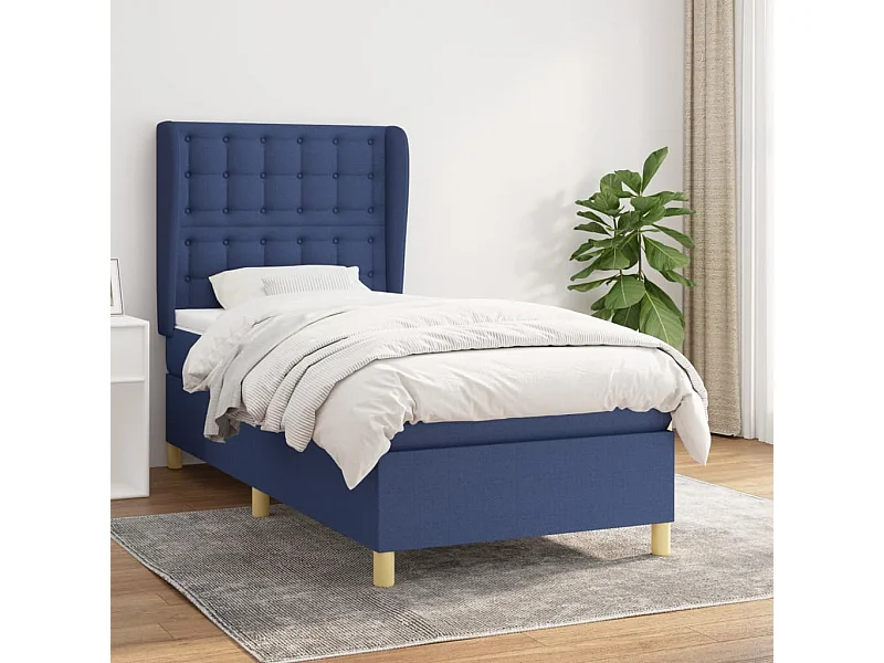 Lit à sommier tapissier avec matelas Bleu 80x200 cm Tissu