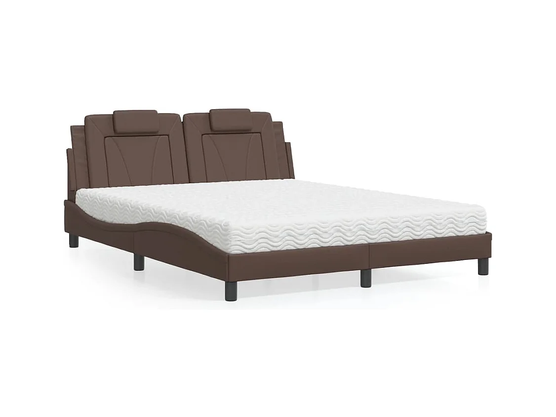 Lit avec matelas marron 160x200 cm similicuir
