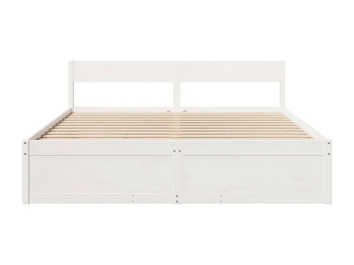 Cadre de lit avec tiroirs blanc 200x200 cm bois massif de pin