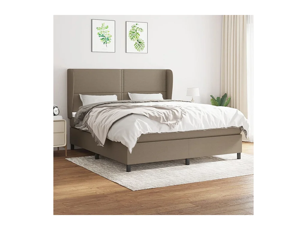 Boxspring met matras stof taupe 180x200 cm