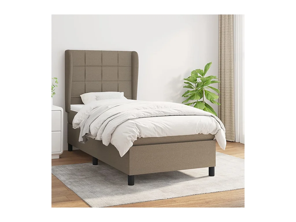 Lit à sommier tapissier avec matelas Taupe 90x200 cm Tissu