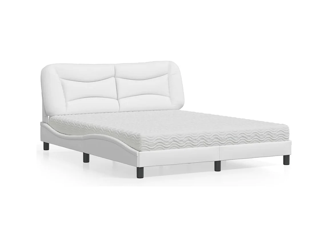 Lit avec matelas blanc 160x200 cm similicuir