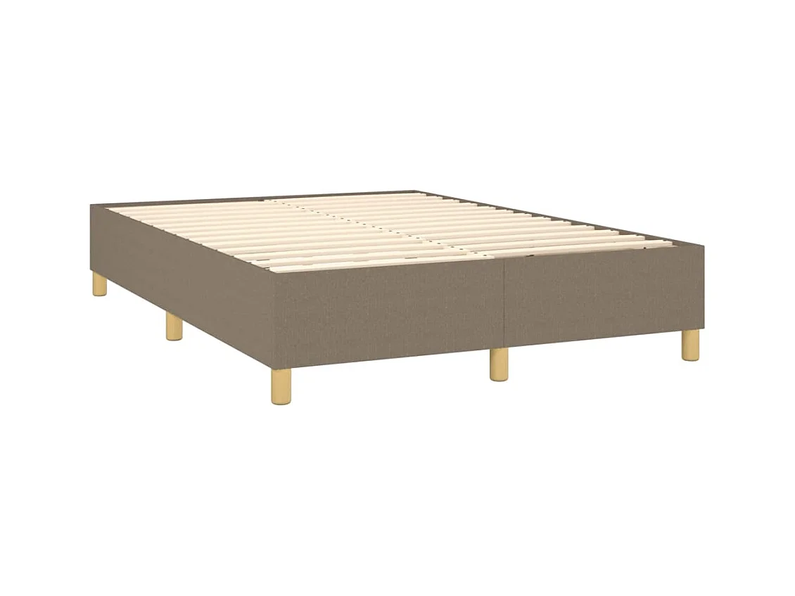 Cama box spring con colchón tela gris taupe 140x200 cm