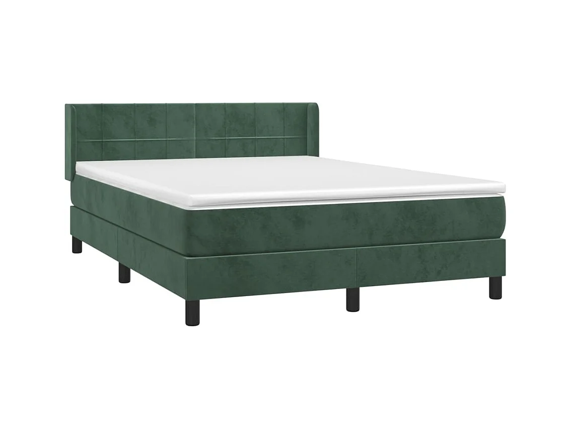 Lit à sommier tapissier et matelas Vert foncé 140x200cm Velours