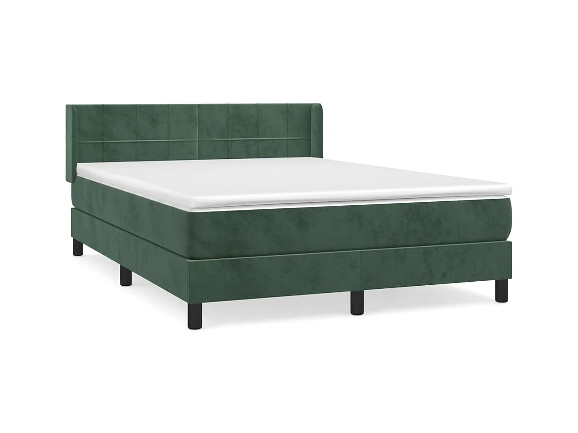 Lit à sommier tapissier et matelas Vert foncé 140x200cm Velours