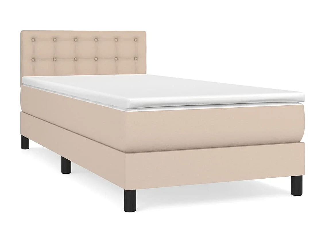 Cama com molas/colchão 90x190 cm couro artificial cappuccino