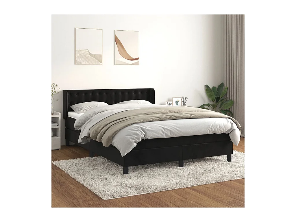Boxspring met matras fluweel zwart 140x200 cm