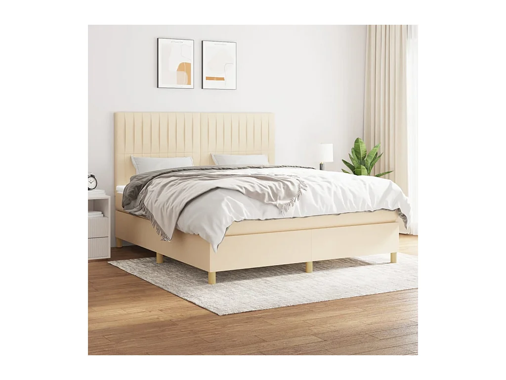 Boxspring met matras stof crèmekleurig 180x200 cm