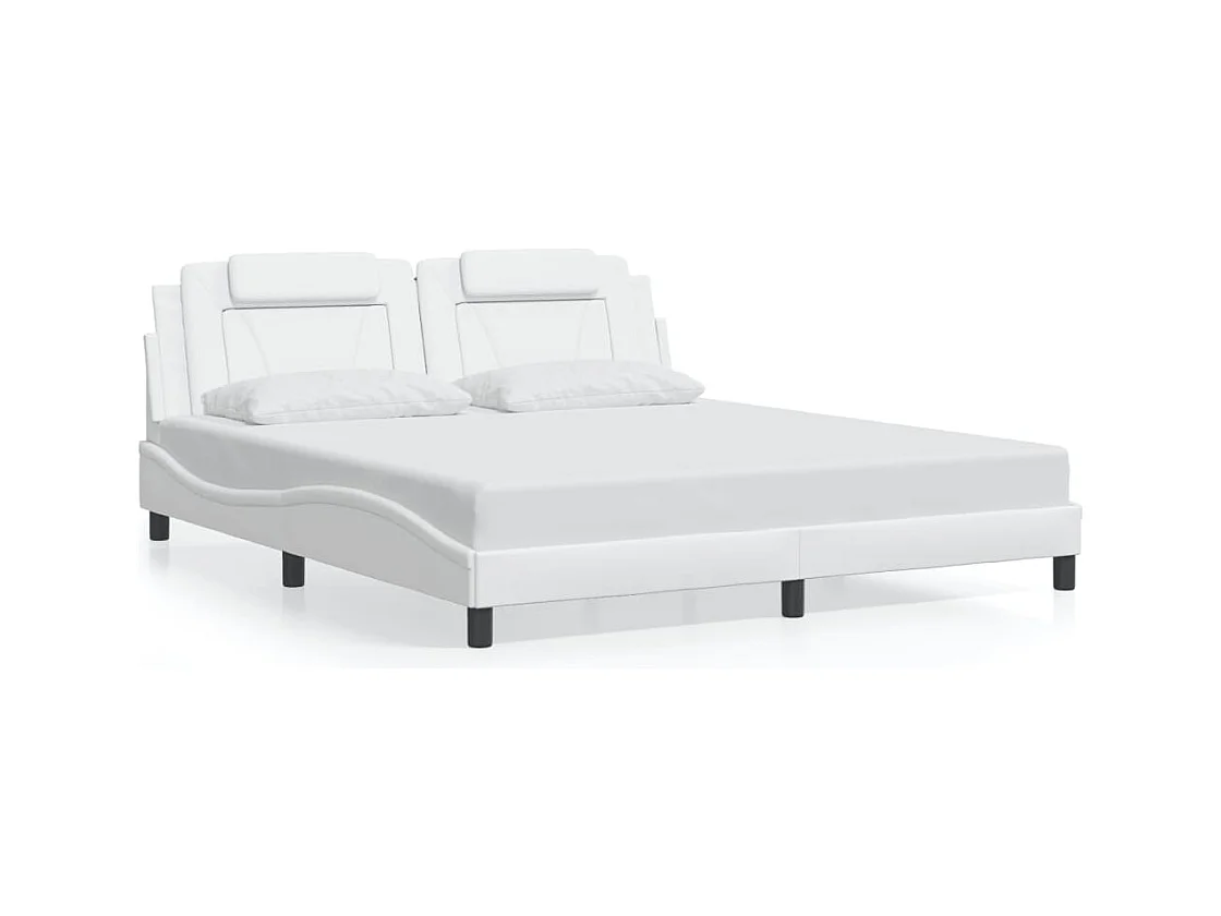 Bedframe "Viana" met LED zonder matras kunstleer wit 180x200 cm