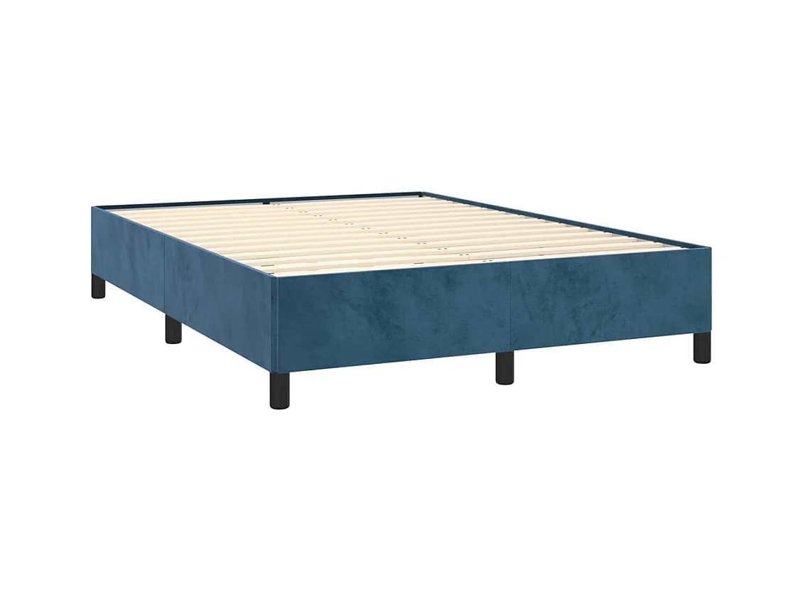 Lit à sommier tapissier et matelas Bleu foncé 140x200cm Velours