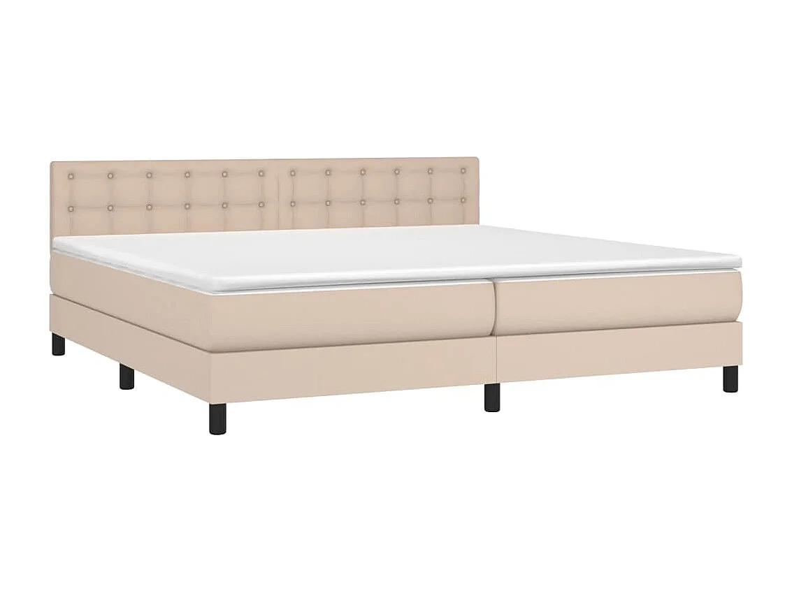 Cama box spring con colchón cuero sintético capuchino 200x200cm