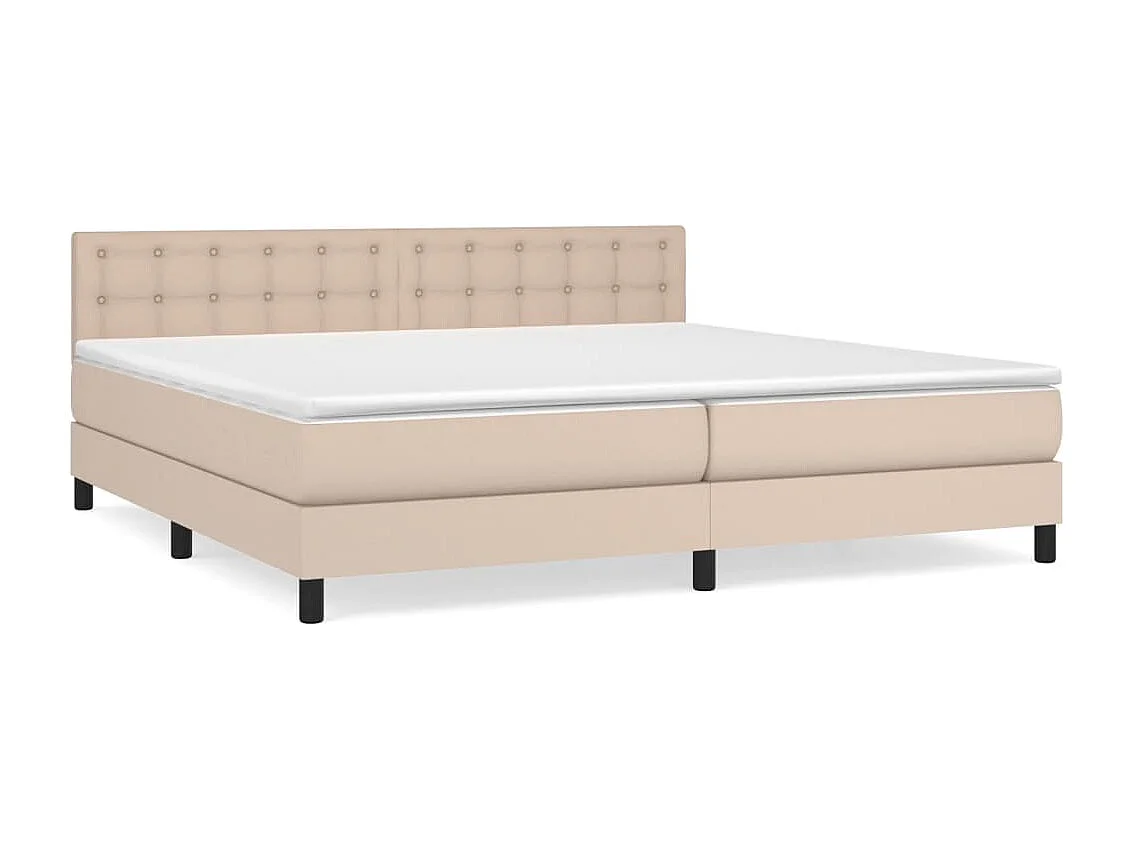 Cama com molas/colchão 200x200 cm couro artificial cappuccino