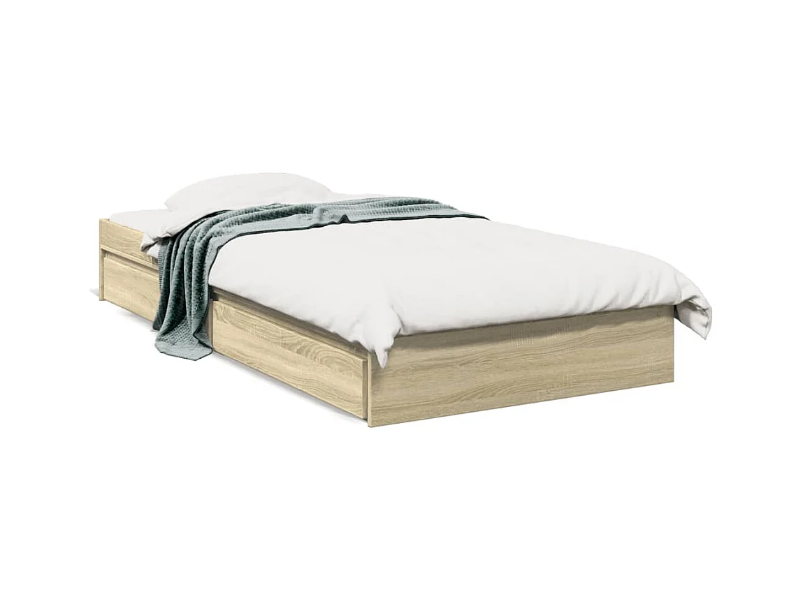 Bedframe met lades bewerkt hout sonoma eikenkleurig 90x200 cm