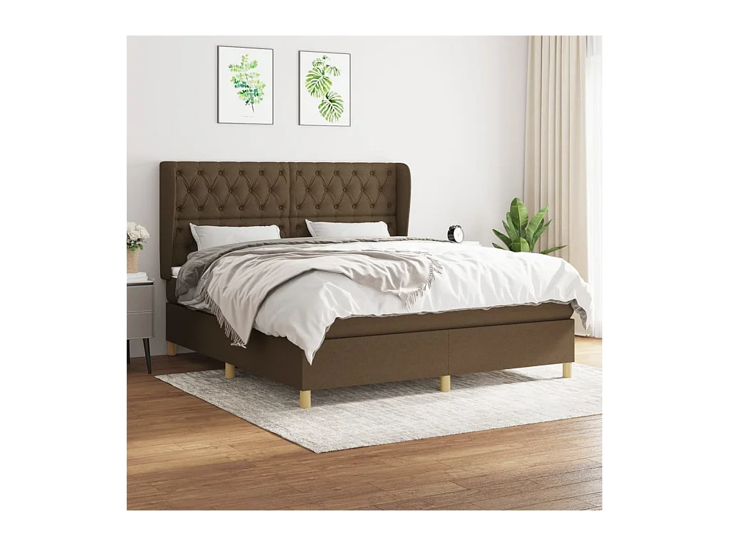 Cama com molas/colchão 160x200 cm tecido castanho-escuro