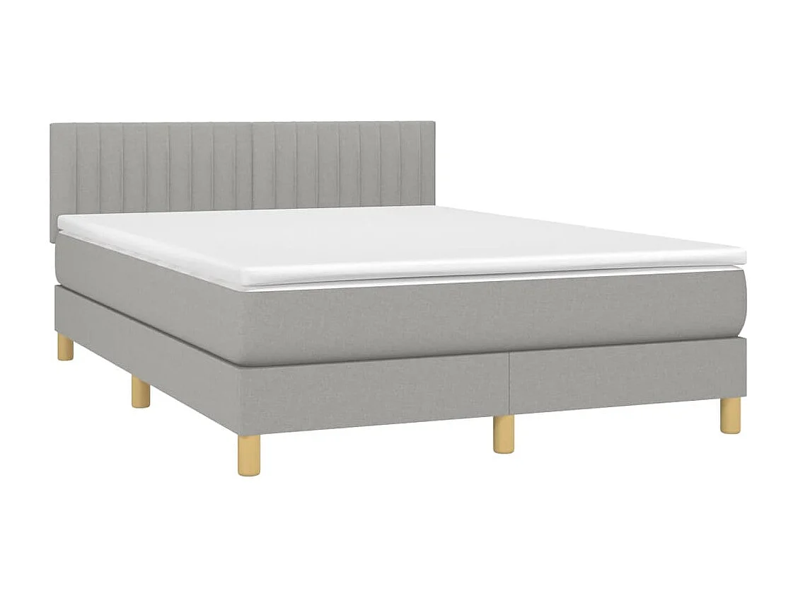 Cama box spring con colchón tela gris claro 140x190 cm