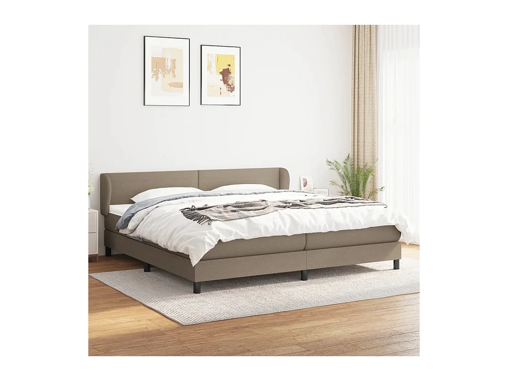 Lit à sommier tapissier avec matelas Taupe 200x200 cm Tissu