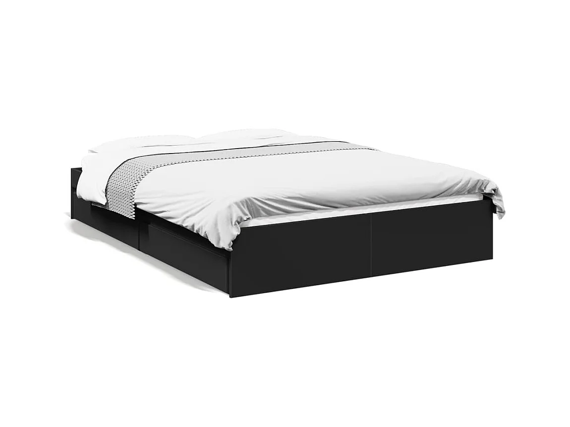 Cama con cajones madera de ingeniería negro 140x200 cm