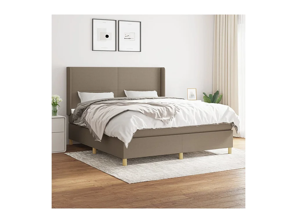 Lit à sommier tapissier avec matelas Taupe 160x200 cm Tissu