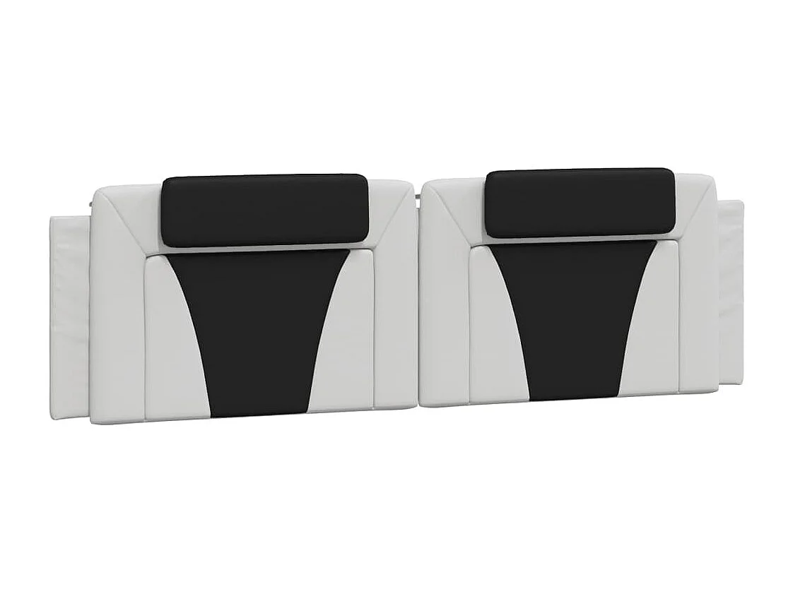 Estructura de cama con cabecero cuero sintético blanco y negro