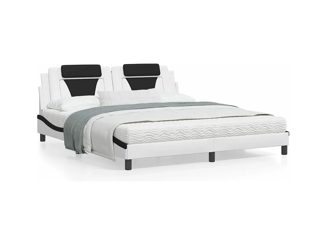 Bedframe "Viana" zonder matras kunstleer wit en zwart 180x200 cm