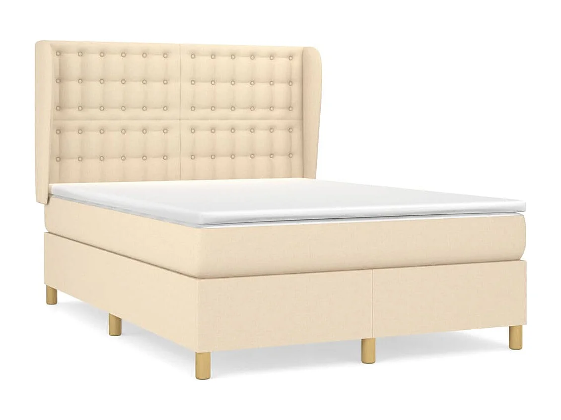 Lit à sommier tapissier avec matelas Crème 140x190 cm Tissu