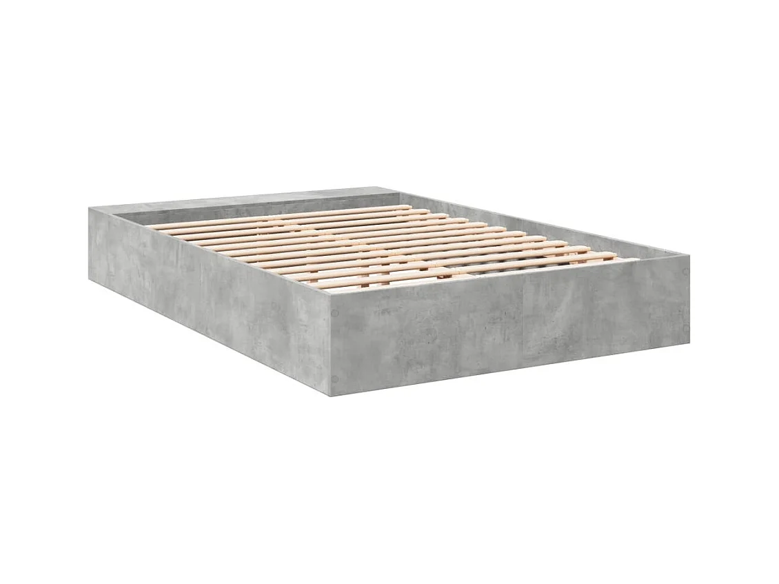 Cadre de lit gris béton 140x190 cm bois d'ingénierie