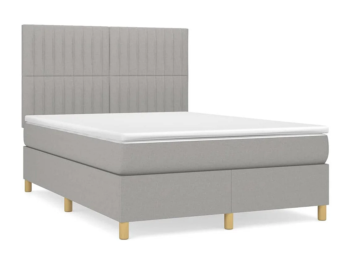 Lit à sommier tapissier avec matelas Gris clair 140x190cm Tissu