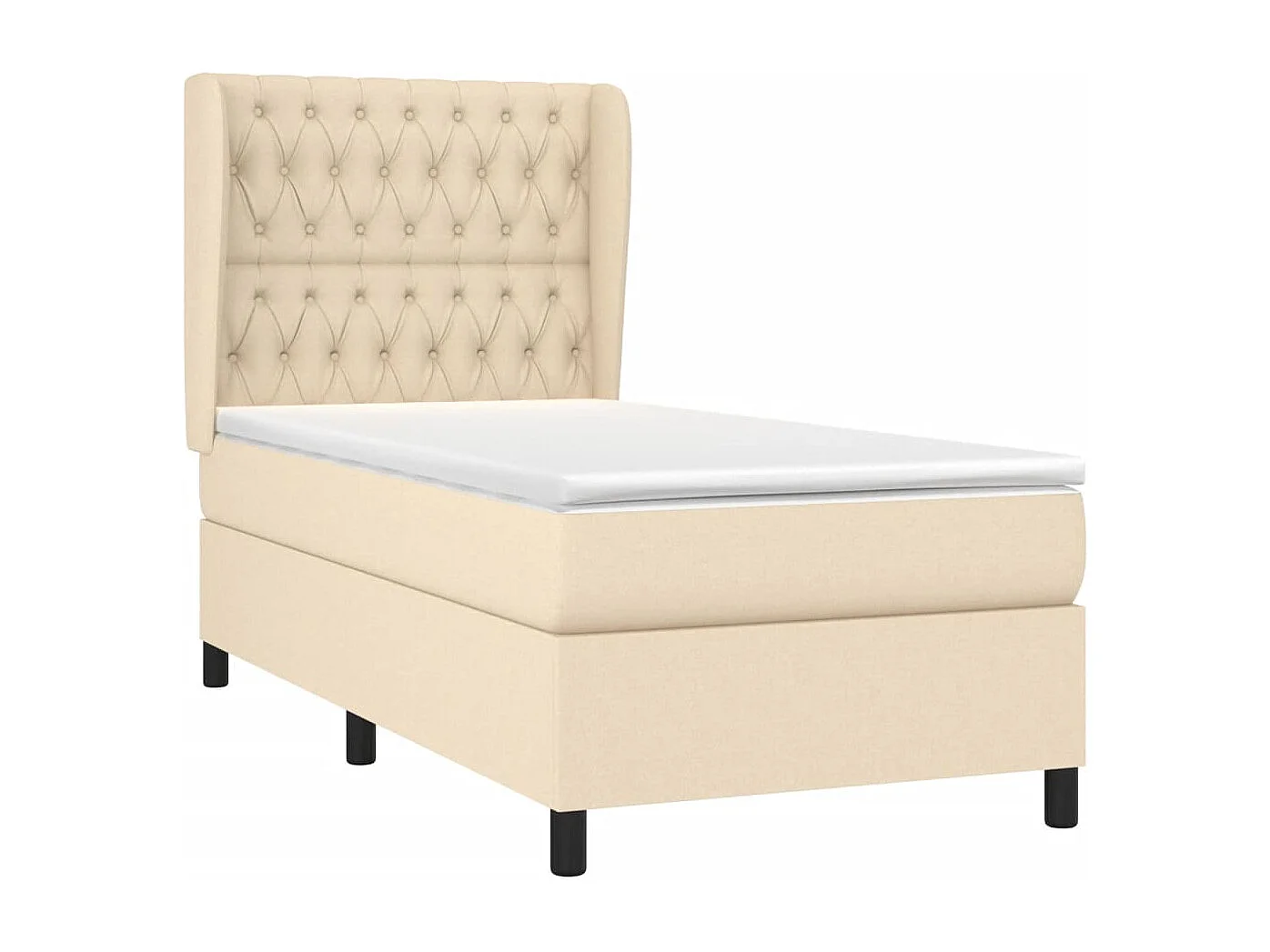 Lit à sommier tapissier et matelas Crème 90x190 cm Tissu
