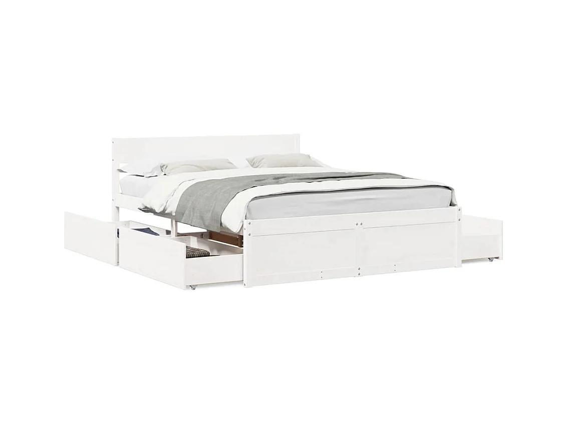 Bedframe zonder matras massief grenenhout wit 160x200 cm