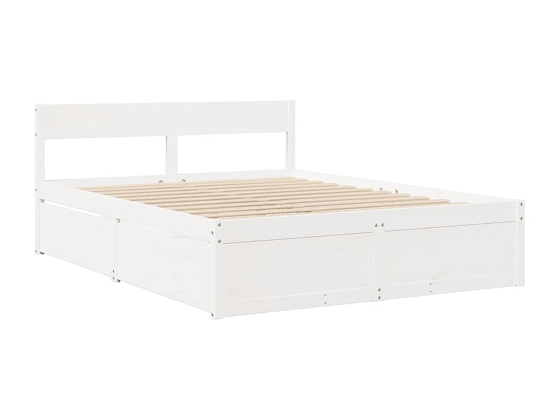 Estructura de cama con cajones madera de pino blanca 160x200 cm