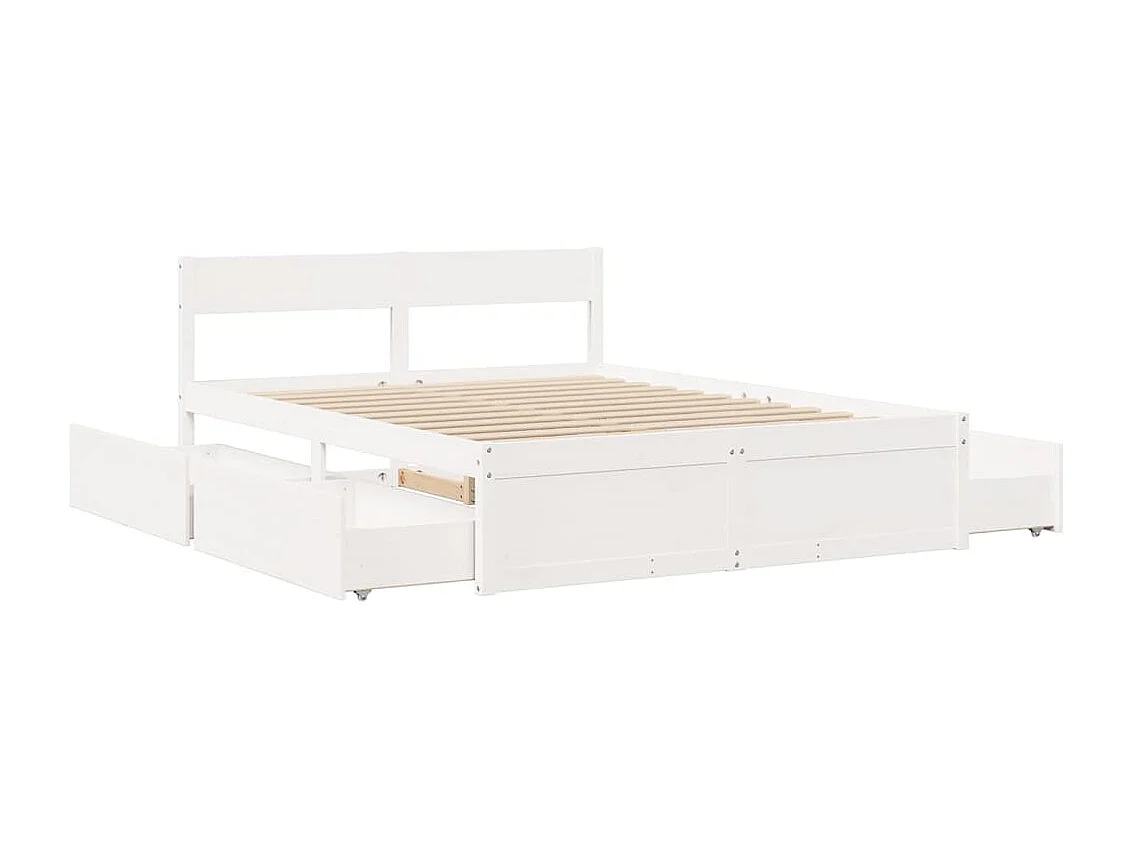 Estructura de cama con cajones madera de pino blanca 160x200 cm