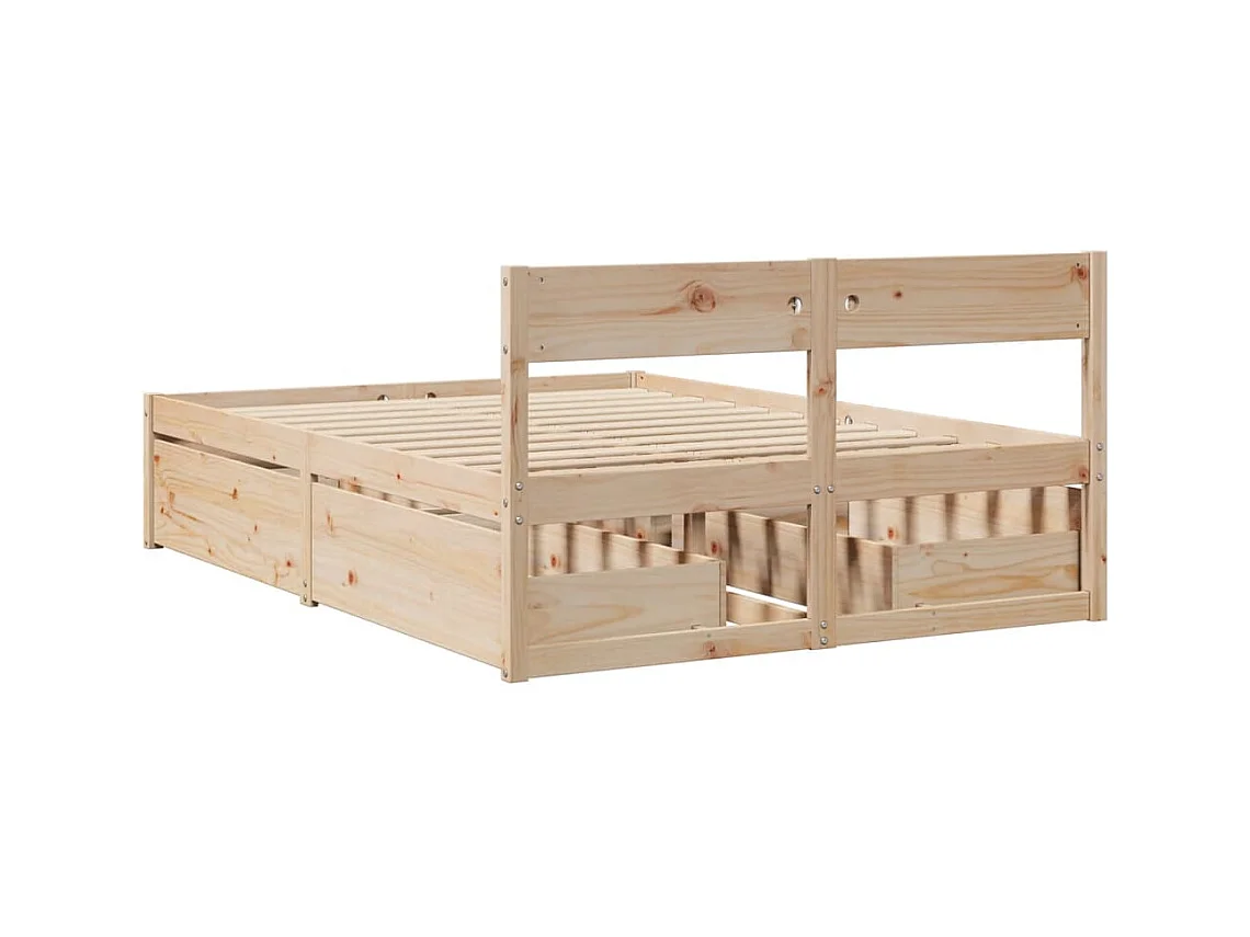 Cadre de lit avec tiroirs 135x190 cm Bois de pin massif