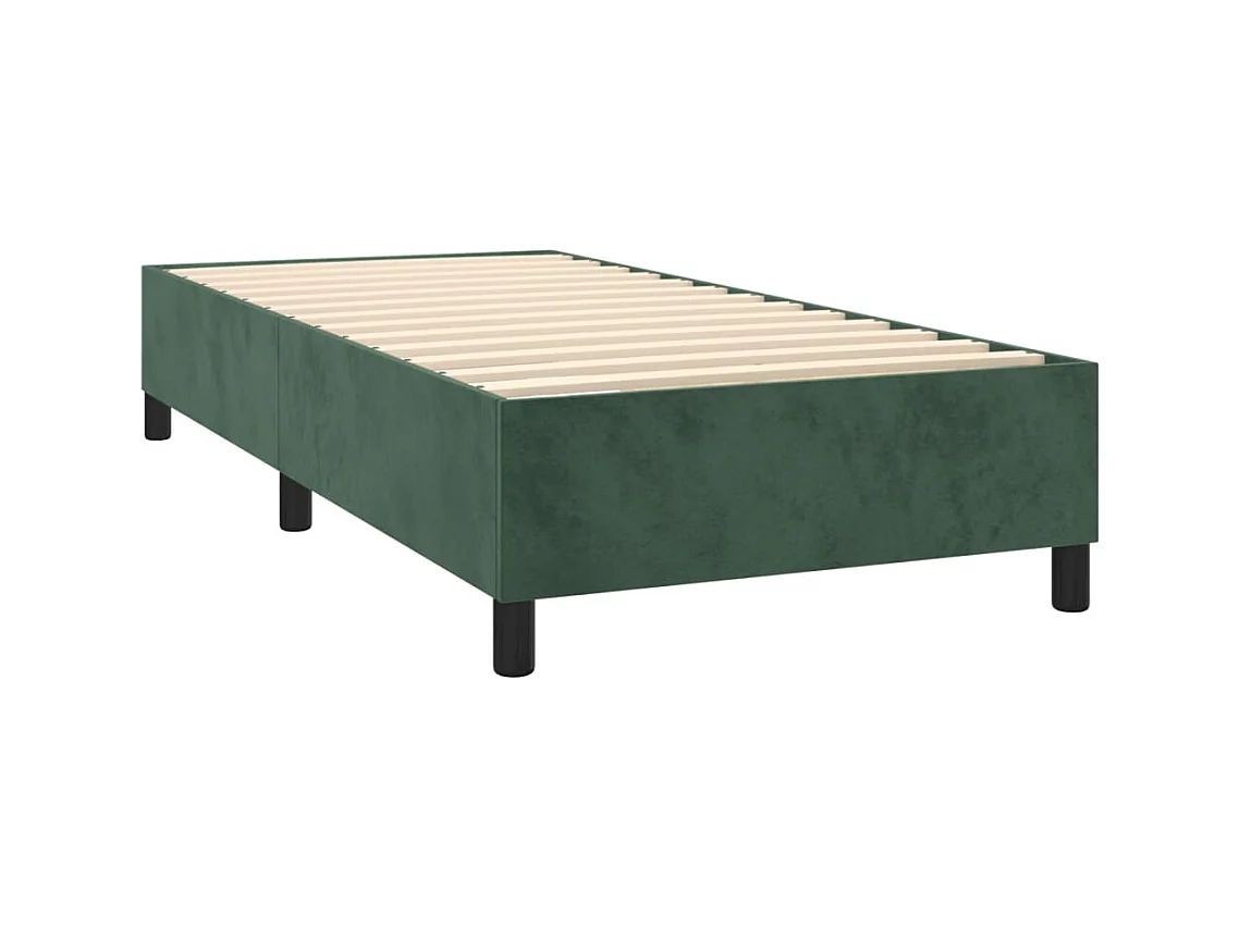 Cama com molas/colchão 90x200 cm veludo verde-escuro