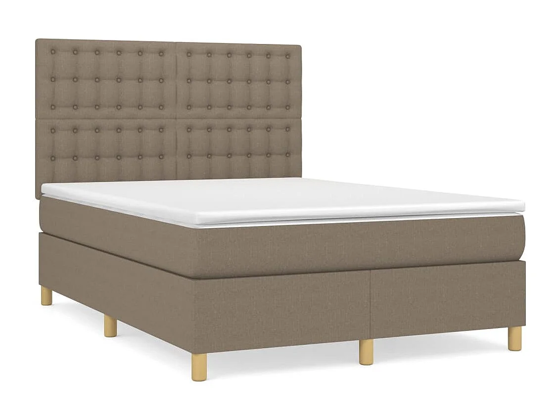 Lit à sommier tapissier avec matelas Taupe 140x200 cm Tissu