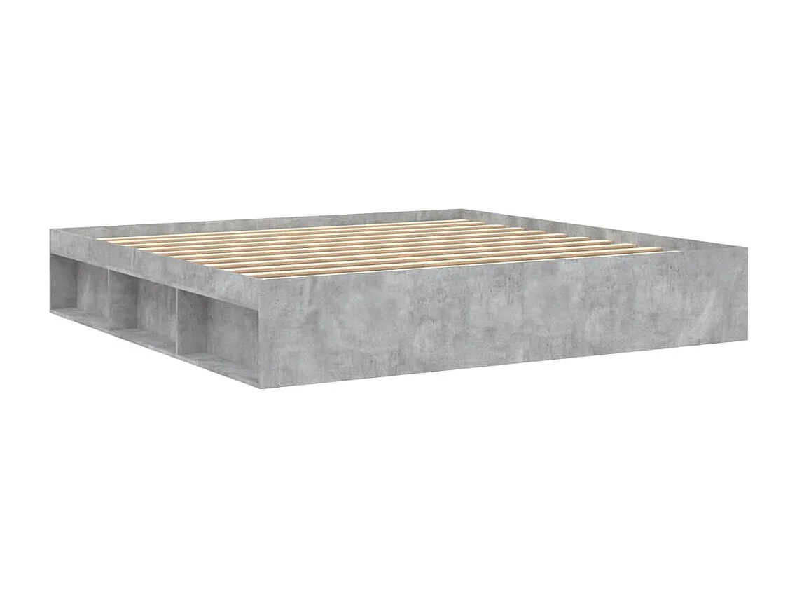 Cadre de lit gris béton 200x200 cm
