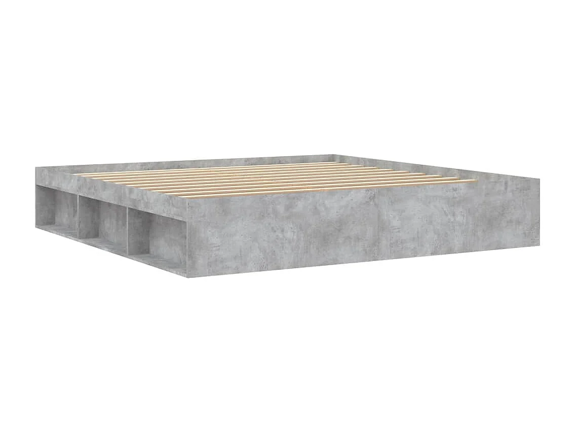Cadre de lit gris béton 200x200 cm
