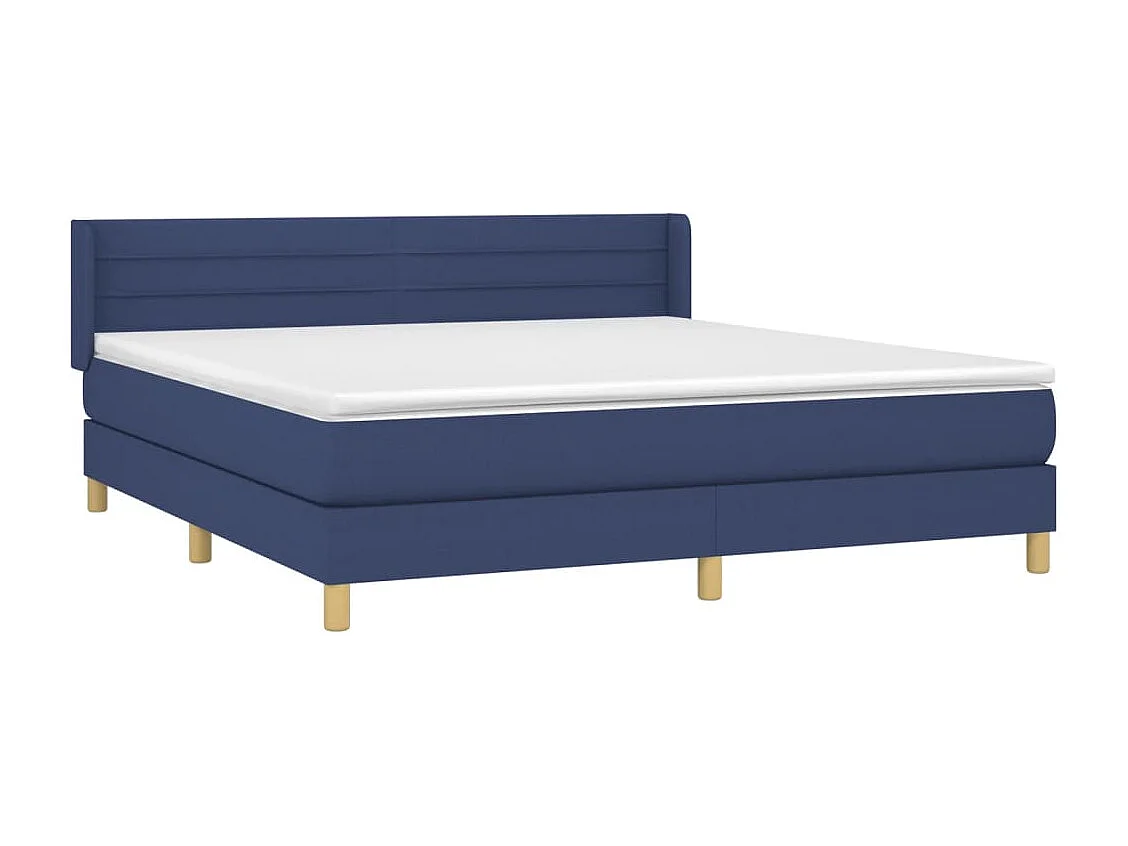 Cama box spring con colchón tela azul 180x200 cm