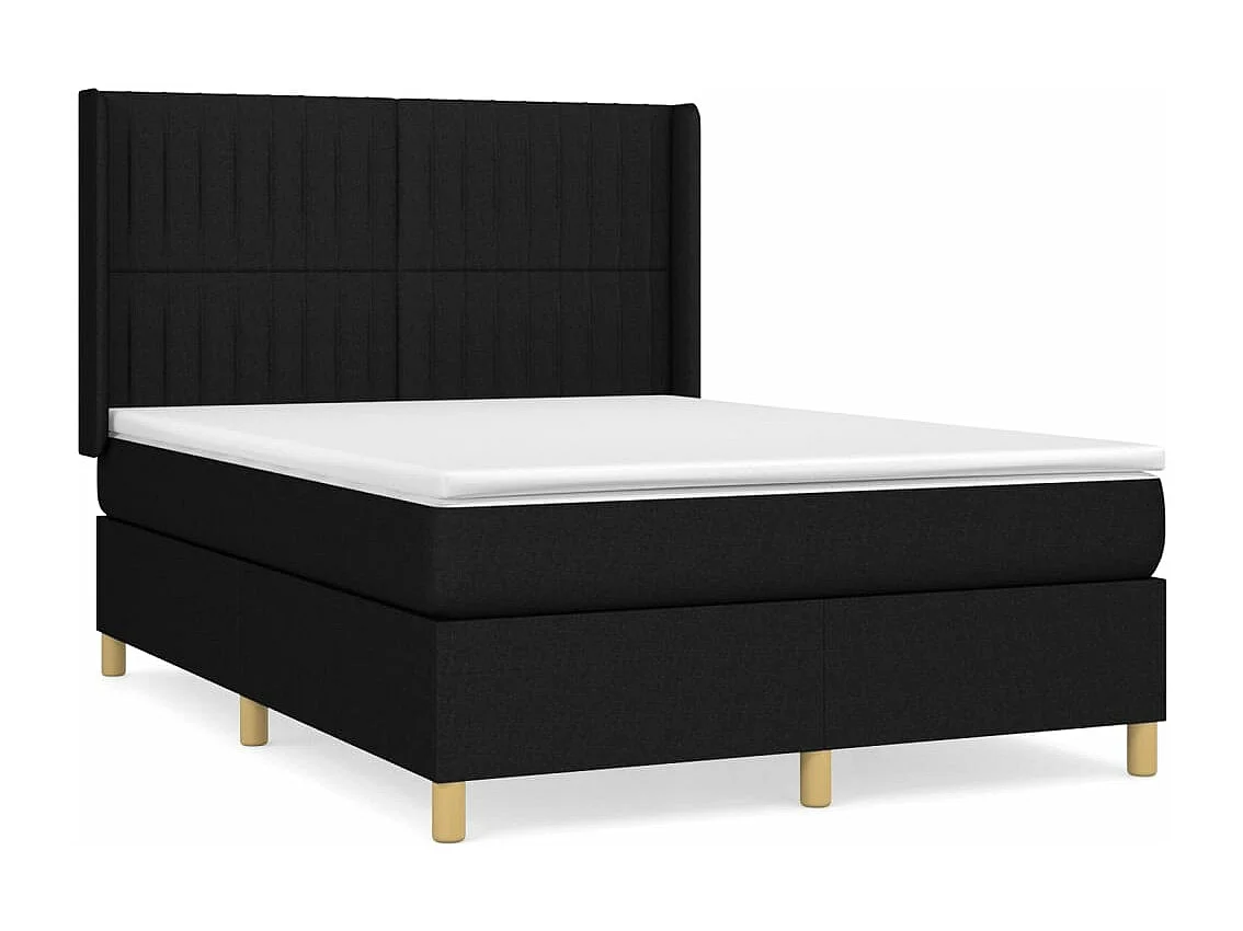 Lit à sommier tapissier avec matelas Noir 140x190 cm Tissu